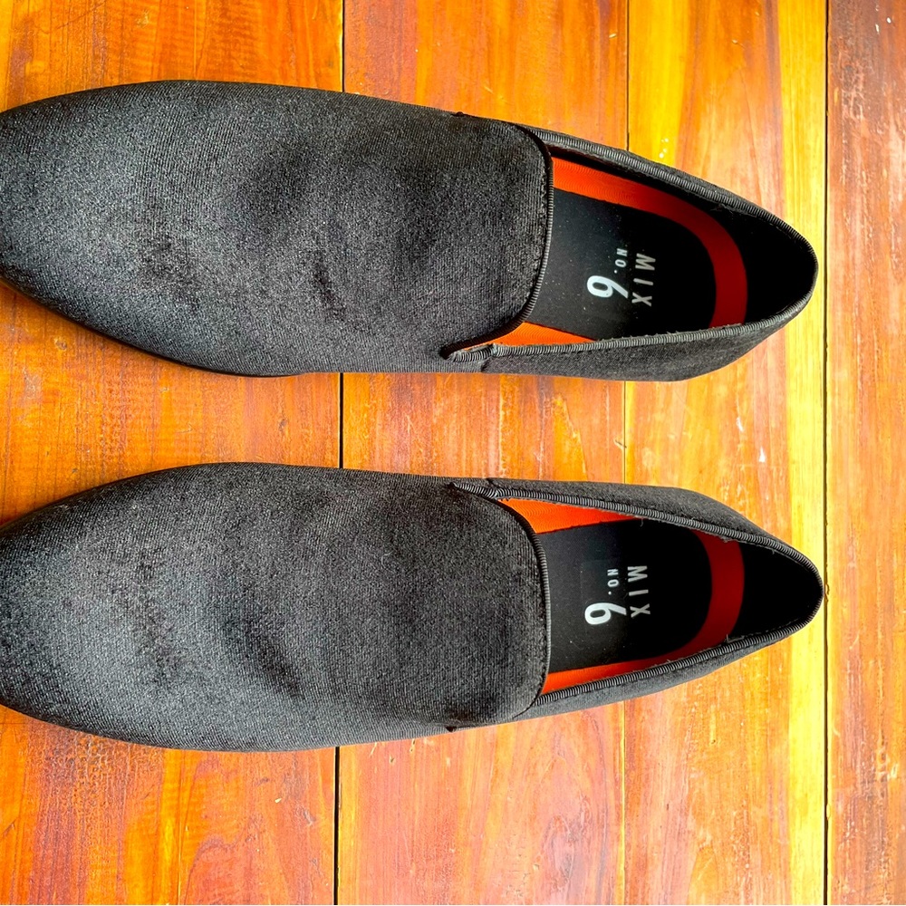 Men’s Mix No 6 Black Velvet Slip Ons Size 8.5